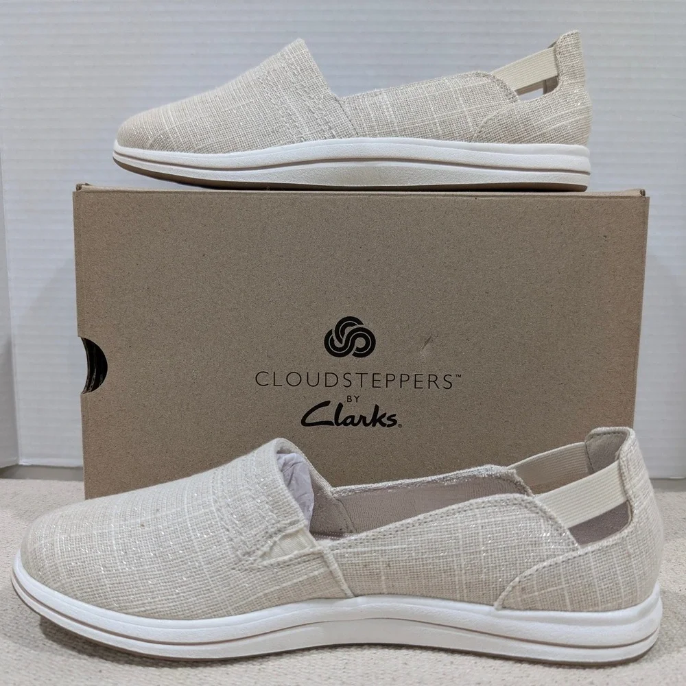 Clarks Cloudsteppers Breeze Step Loafers‎ Natural Interest Shimmer 8.5 M NIB